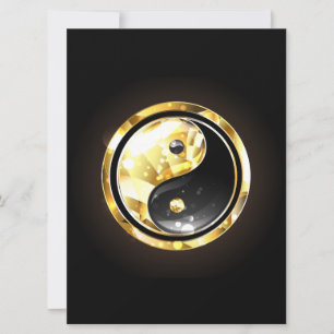 Gold Yin Yang on black Holiday Card