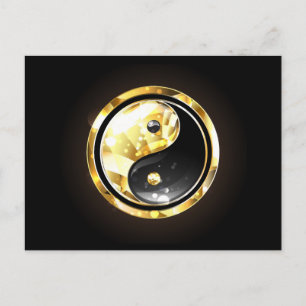 Gold Yin Yang on black Holiday Postcard