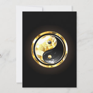 Gold Yin Yang on black Invitation