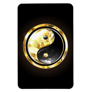 Gold Yin Yang on black Magnet