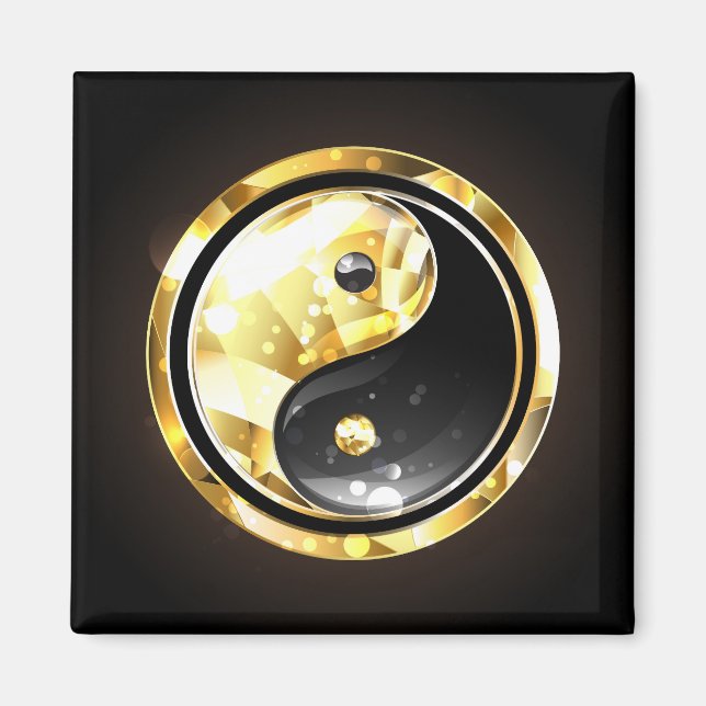 Gold Yin Yang on black Magnet (Front)