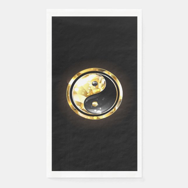 Gold Yin Yang on black Napkin (Front)