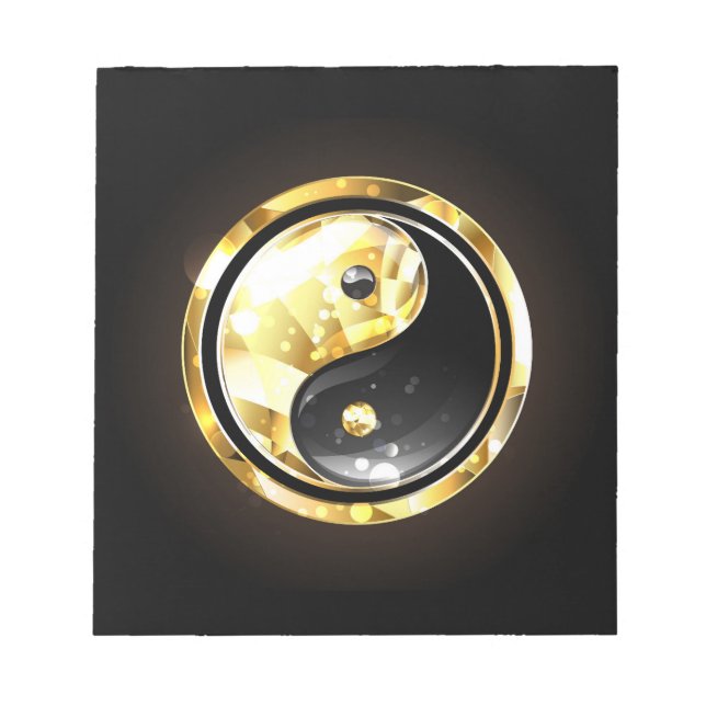 Gold Yin Yang on black Notepad (Front)