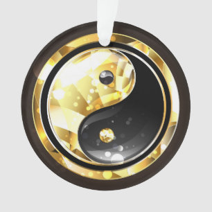 Gold Yin Yang on black Ornament
