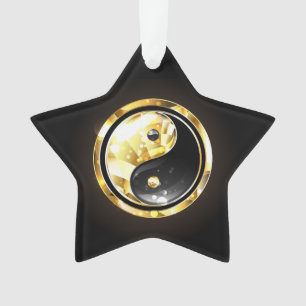 Gold Yin Yang on black Ornament