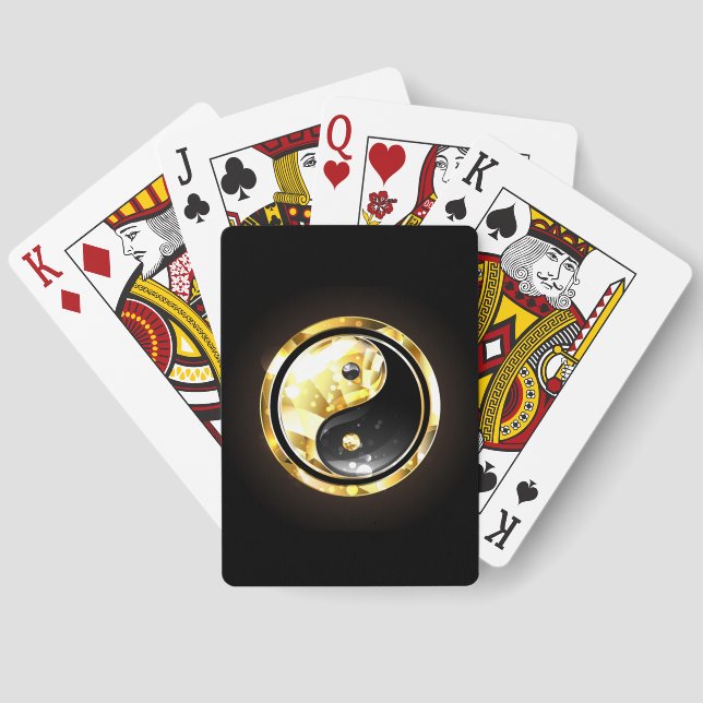 Gold Yin Yang on black Playing Cards (Back)