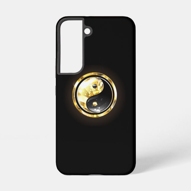 Gold Yin Yang on black Samsung Galaxy S22 Case (Back)