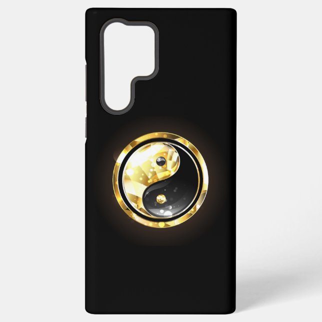Gold Yin Yang on black Samsung Galaxy S22 Ultra Case (Back)