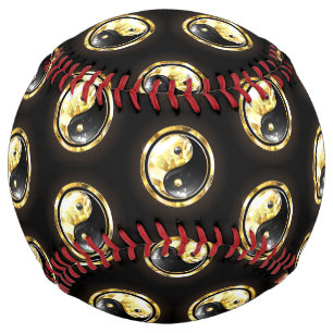 Gold Yin Yang on black Softball
