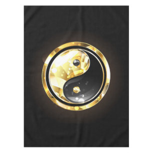 Gold Yin Yang on black Tablecloth