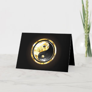 Gold Yin Yang on black Thank You Card