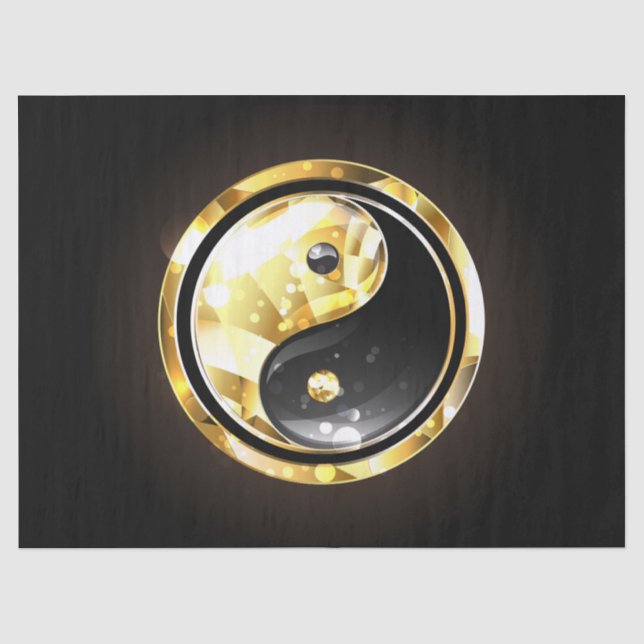 Gold Yin Yang on black Tissue Paper (Front)