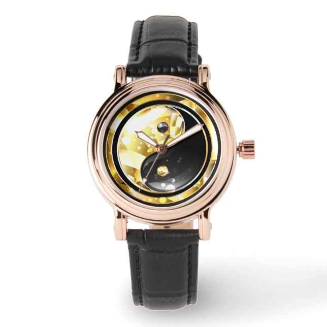 Gold Yin Yang on black Watch (Front)