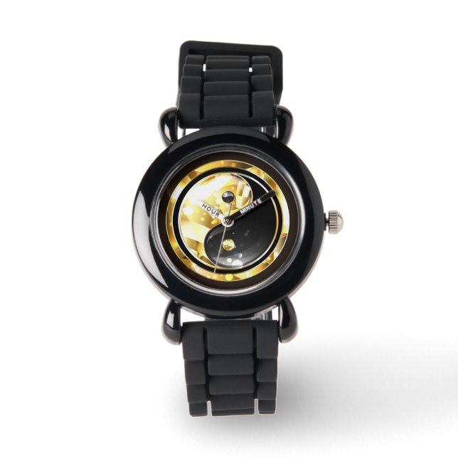 Gold Yin Yang on black Watch (Front)