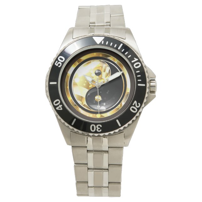 Gold Yin Yang on black Watch (Front)