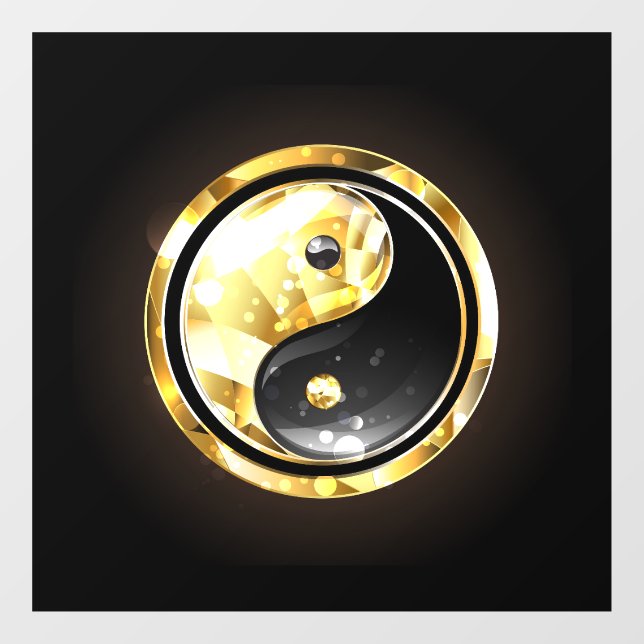 Gold Yin Yang on black Window Cling (Sheet)