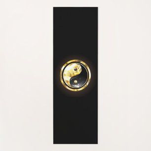 Gold Yin Yang on black Yoga Mat