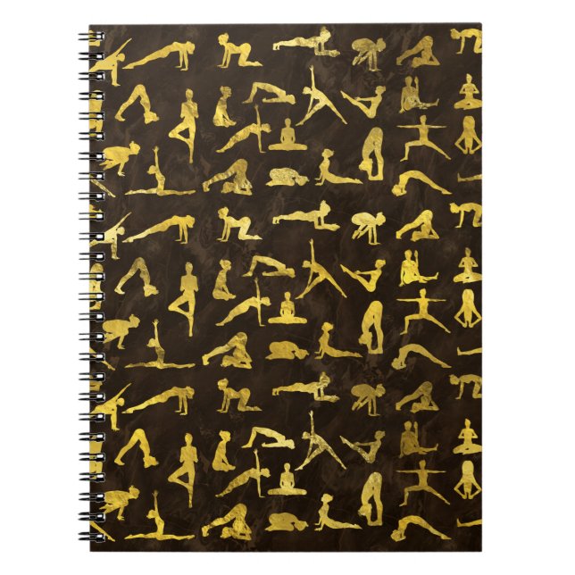 Gold Yoga Asanas / Poses pattern Notebook (Front)