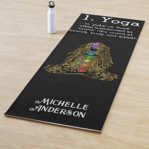 Gold Yoga Girl With Chakras Mat