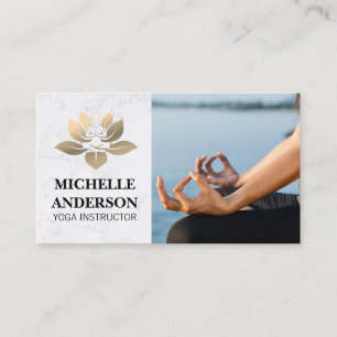 Gold Yoga Logo Sitting Meditation Business Card