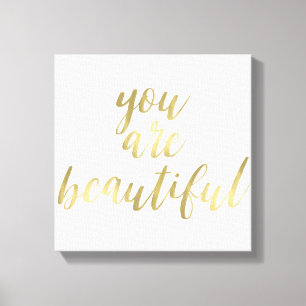 Gold You are Beautiful Canvas Print