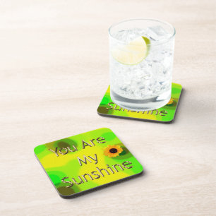 Gold You Are My Sunshine Abstract Sunflower, Coaster