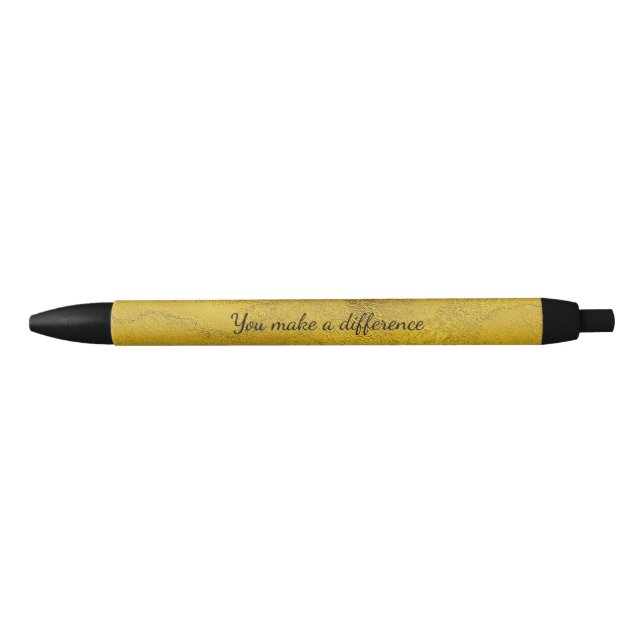 Gold You make a difference quote Black Ink Pen (Front)