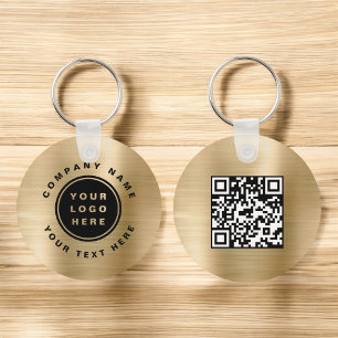 Gold Your Business Logo QR Code Business  Key Ring