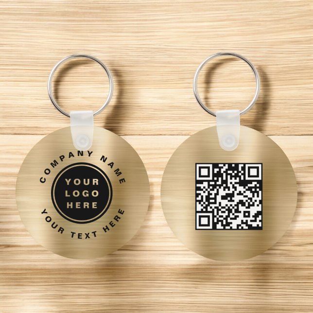 Gold Your Business Logo QR Code Business  Key Ring (Creator Uploaded)