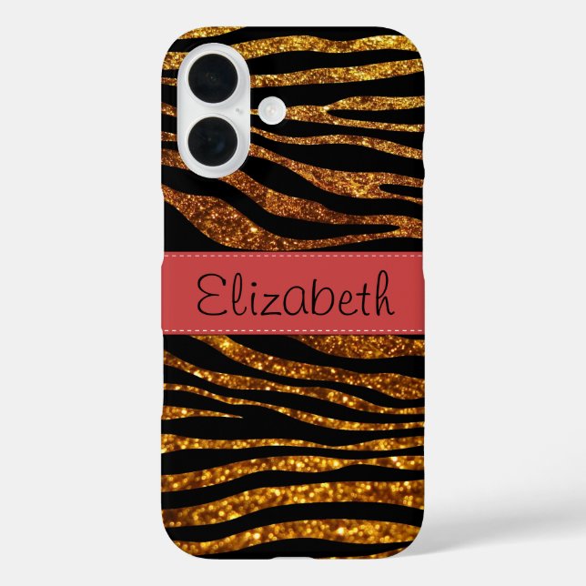 Gold Zebra, Glitter Zebra, Zebra Print, Your Name Case-Mate iPhone Case (Back)