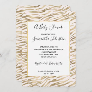 Gold Zebra Print Baby Shower Invitation