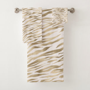 Gold Zebra Print Bath Towel Set