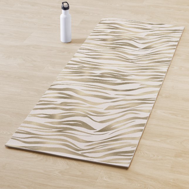 Gold Zebra Print Blush Yoga Mat (In Situ)