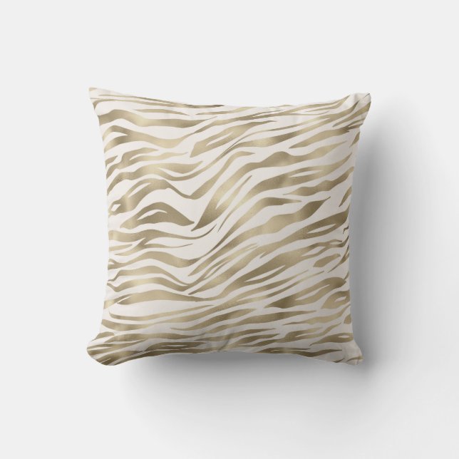 Gold Zebra Print Cushion (Front)
