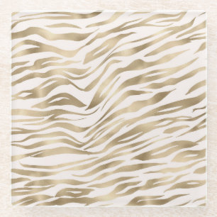 Gold Zebra Print Glass Coaster