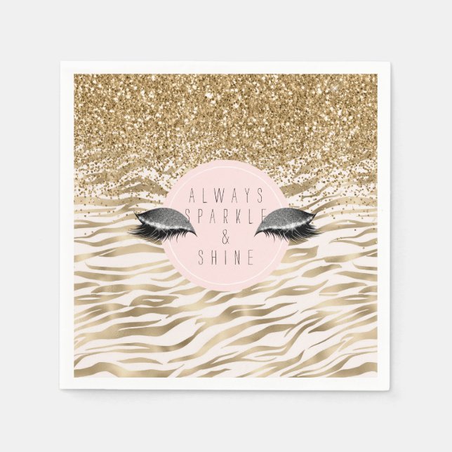 Gold Zebra Print Glitzy Eyes Napkin (Front)