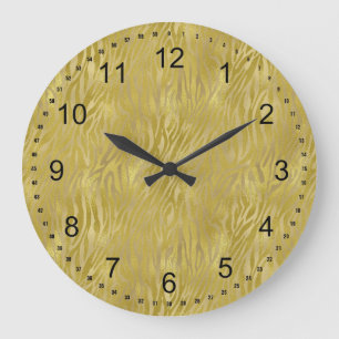 Gold Zebra Print Large Clock