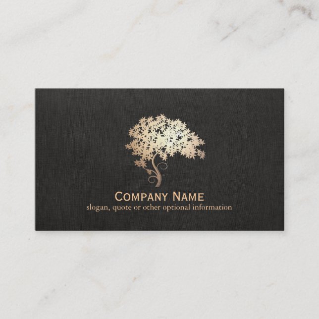 Gold Zen Tree Holistic and Natural Health Logo Business Card (Front)