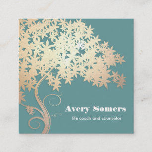 Gold Zen Tree Holistic Health and Wellness Square Business Card