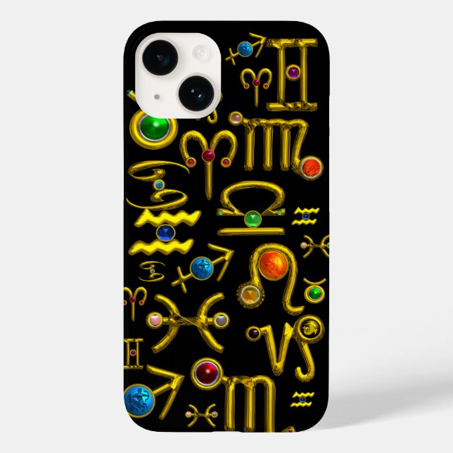 GOLD ZODIAC BIRTHDAY JEWELS,GEMSTONES,ASTROLOGY Case-Mate iPhone CASE (Back)