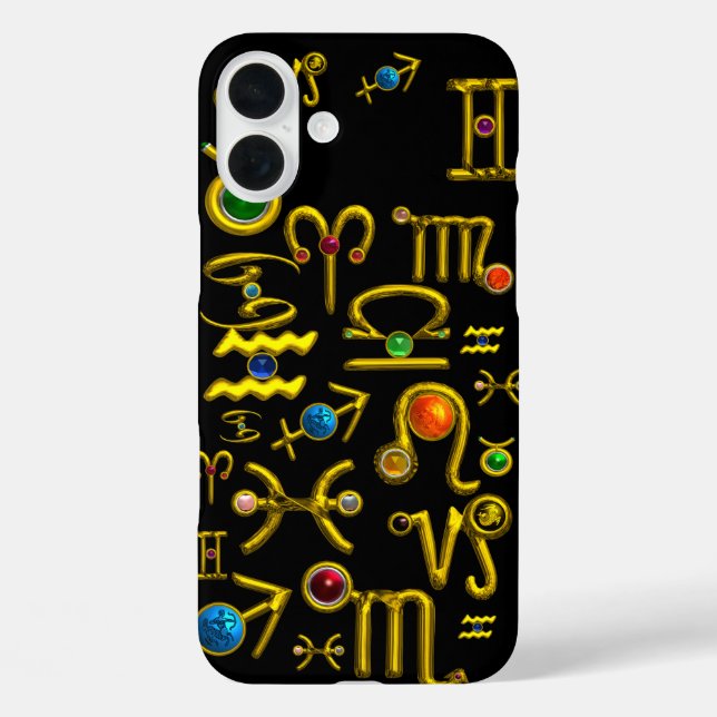 GOLD ZODIAC BIRTHDAY JEWELS,GEMSTONES,ASTROLOGY Case-Mate iPhone CASE (Back)