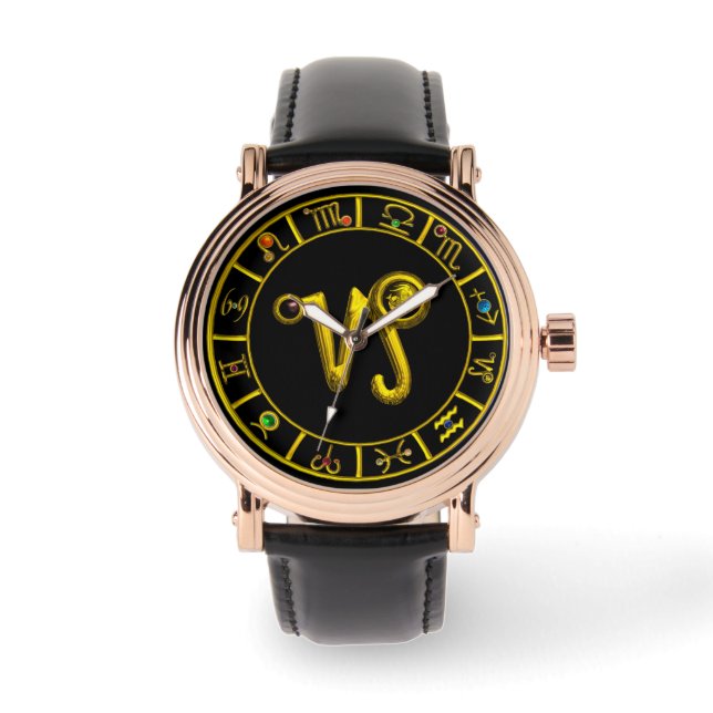 GOLD ZODIAC BIRTHDAY SIGNS /CAPRICORN WATCH (Front)