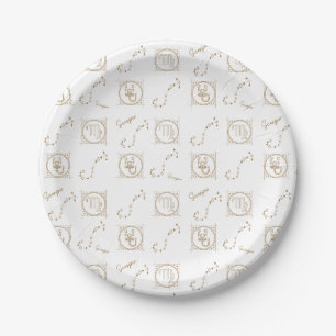 Gold Zodiac Pattern: Scorpio Paper Plate