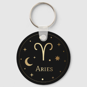 Gold Zodiac Sign/Aries Key Ring