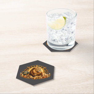 Gold Zodiac Sign Leo With Gemstones Paper Coaster