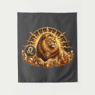 Gold Zodiac Sign Leo With Gemstones Tapestry