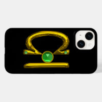 GOLD ZODIAC SIGN LIBRA Green Emerald Gemstone