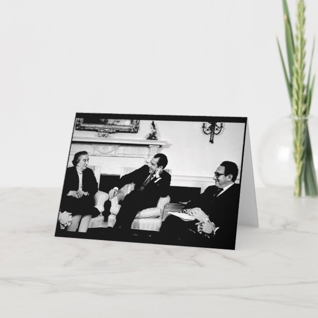 Golda Meir, President Nixon, & Henry Kissinger Card (Front)