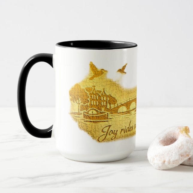 GoldAmsterdam Buoyant Minimalistic CrumpledImage Mug (With Donut)