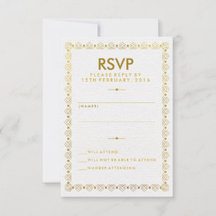 Goldan Art Deco Wedding RSVP Card
